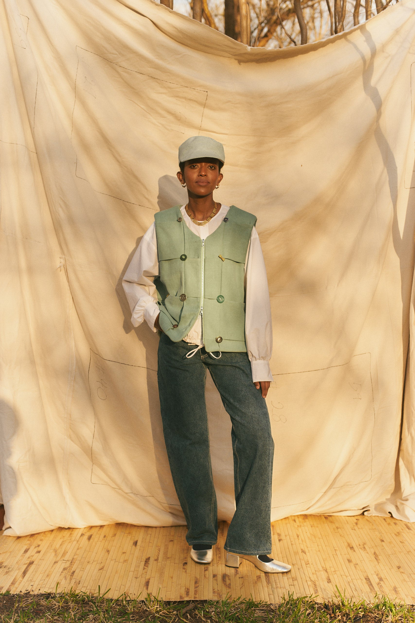 The Lola Button Vest in Patina Bronze size 1 SOLD OUT