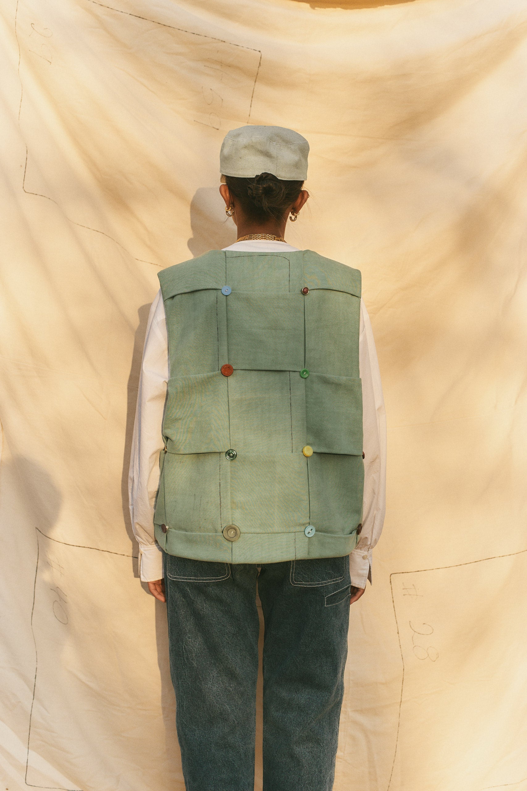 The Lola Button Vest in Patina Bronze size 1 SOLD OUT