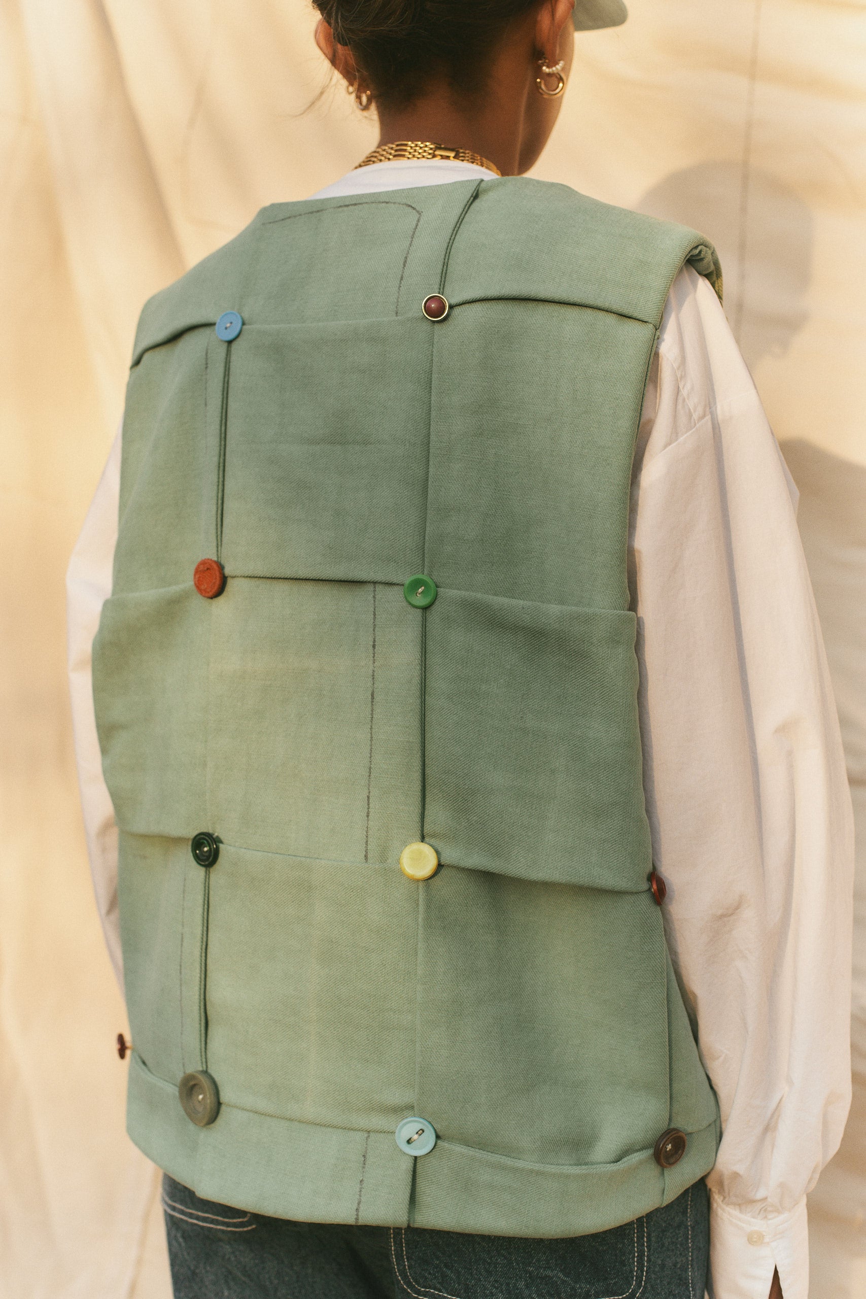 The Lola Button Vest in Patina Bronze size 1 SOLD OUT