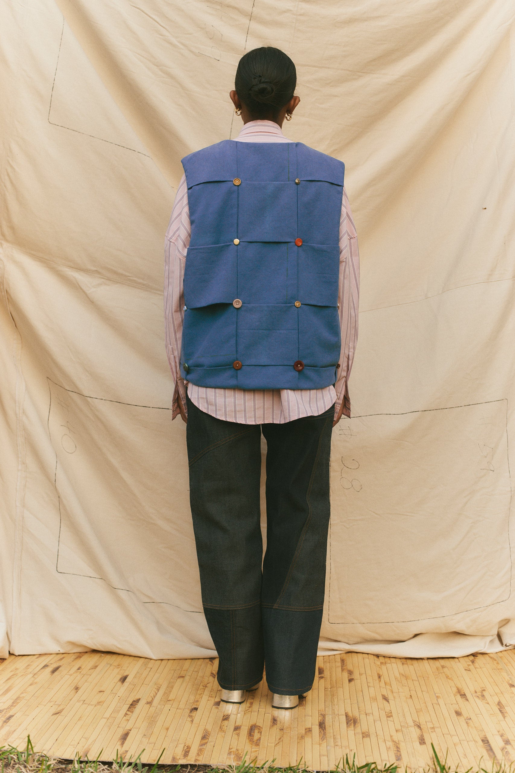 The Lola Button Vest in Blue Cerulean size 2